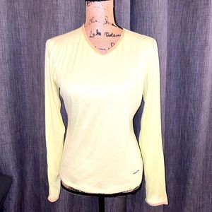 Bright yellow Patagonia long sleeved t-shirt